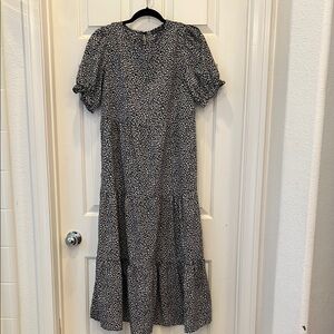 Elegant Black and White Floral Dress